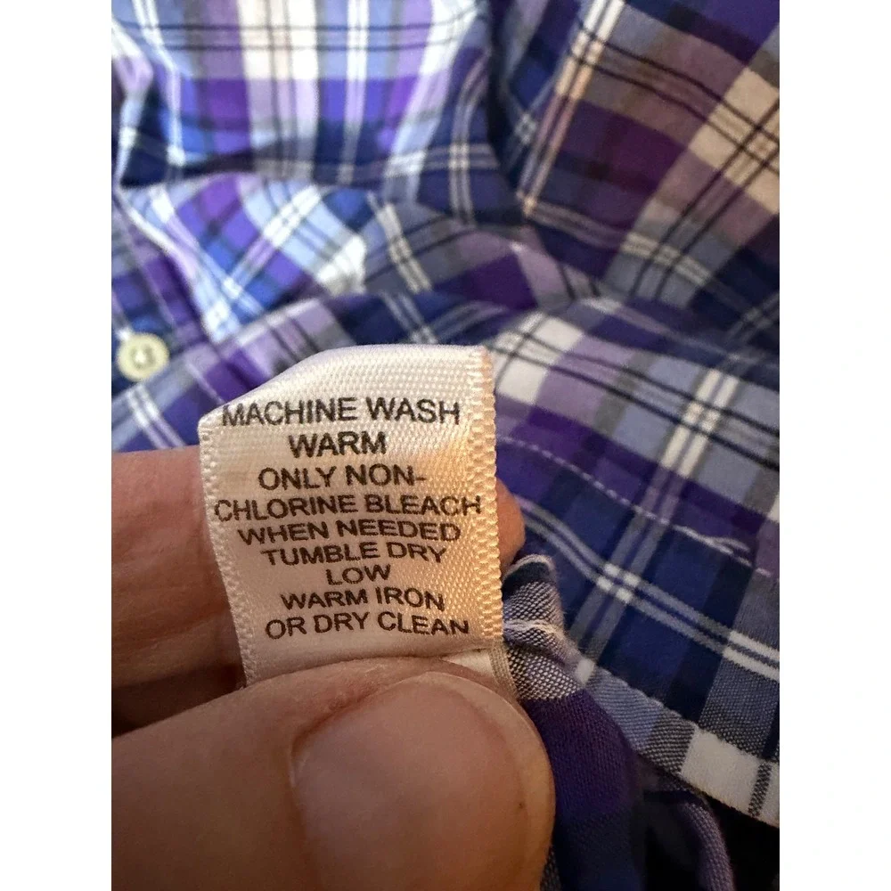 Banana Republic Soft Wash Plaid Button Down Shirt Mens XL Purple Long Sleeve